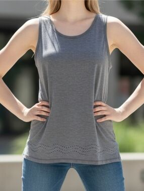 Women's Laser Cut Tank Top All in Motion Gray Color